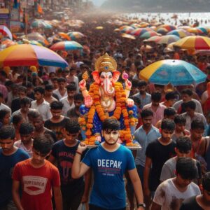 Ganesh Chaturthi Visarjan Photo Editing Prompt 2024